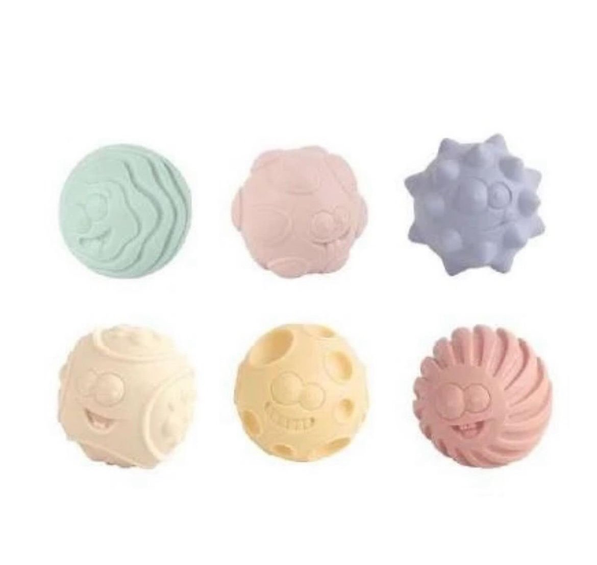 Set 6 pelotas para baño diferentes formas y texturas