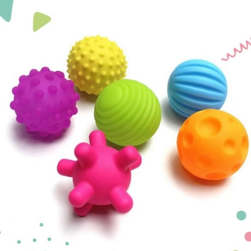 Set 6 pelotas para baño diferentes formas y texturas