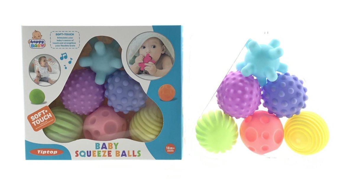 Set 6 pelotas para baño diferentes formas y texturas