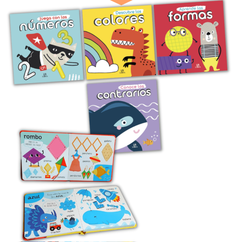 Libros para crecer y aprender - Números, Formas, Colores y Contrarios