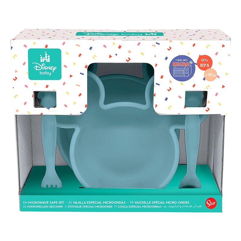 Set de platos y cubiertos de polipropileno Mickey